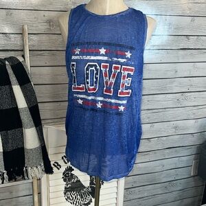 Rosie Harlow Blue Love semi sheer tank top